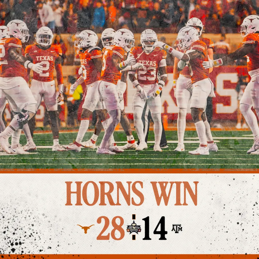 Concept Texas Football postgame graphic, Horns win