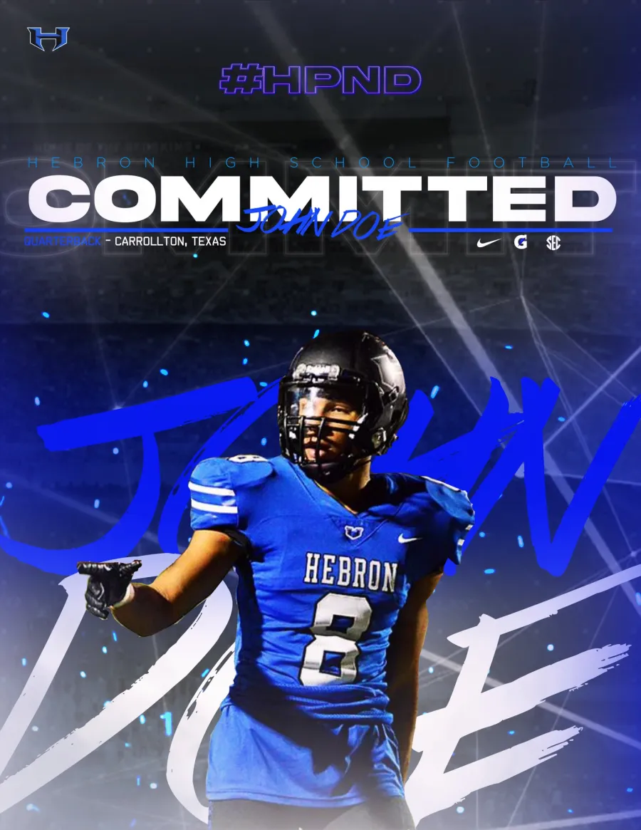Hebron Football commitment graphic template