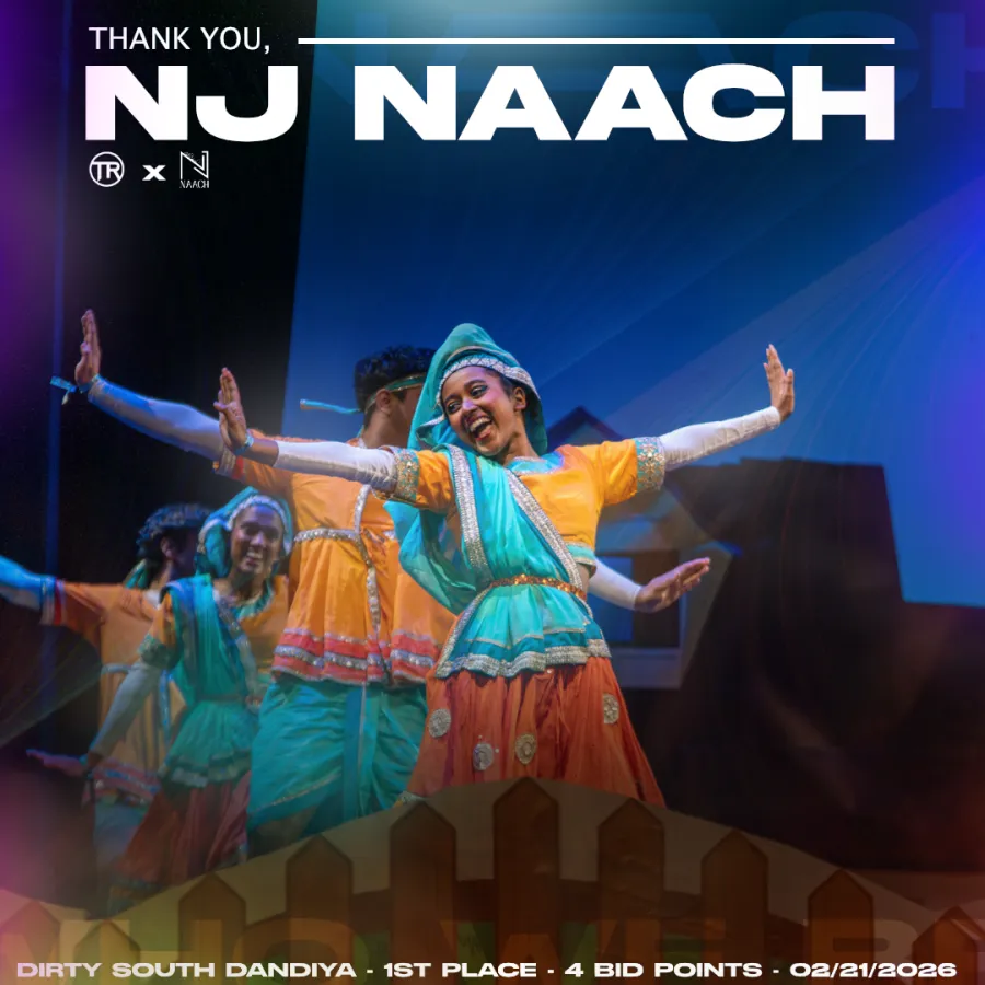 Texas Raas thank-you graphic for NJ Naach, first place